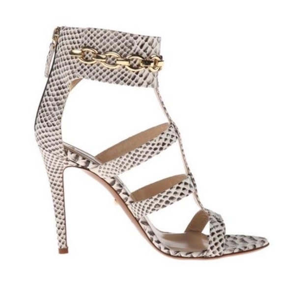 Diane von Furstenberg Snakeskin Chain Heels -size 9 - great used condition- 🤩 - Picture 2 of 14